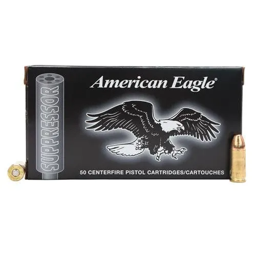 9mm Luger - American Eagle, Suppressor, 124 Grains Full Metal Jacket, Subsonic, Per 50