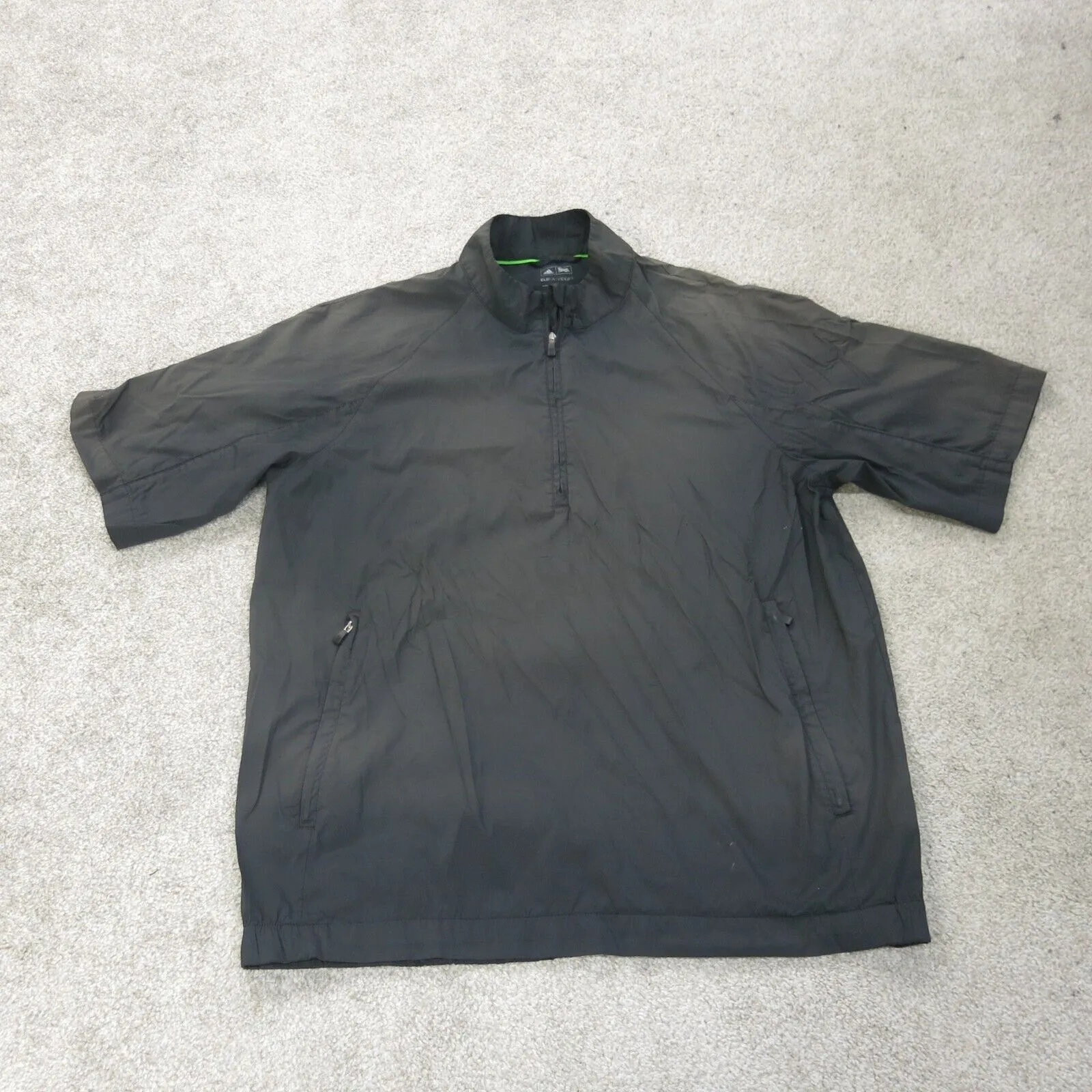 Adidas Golf Club Wind Jackets Mens Medium Black 14 Zip Short Sleeve Climaproof