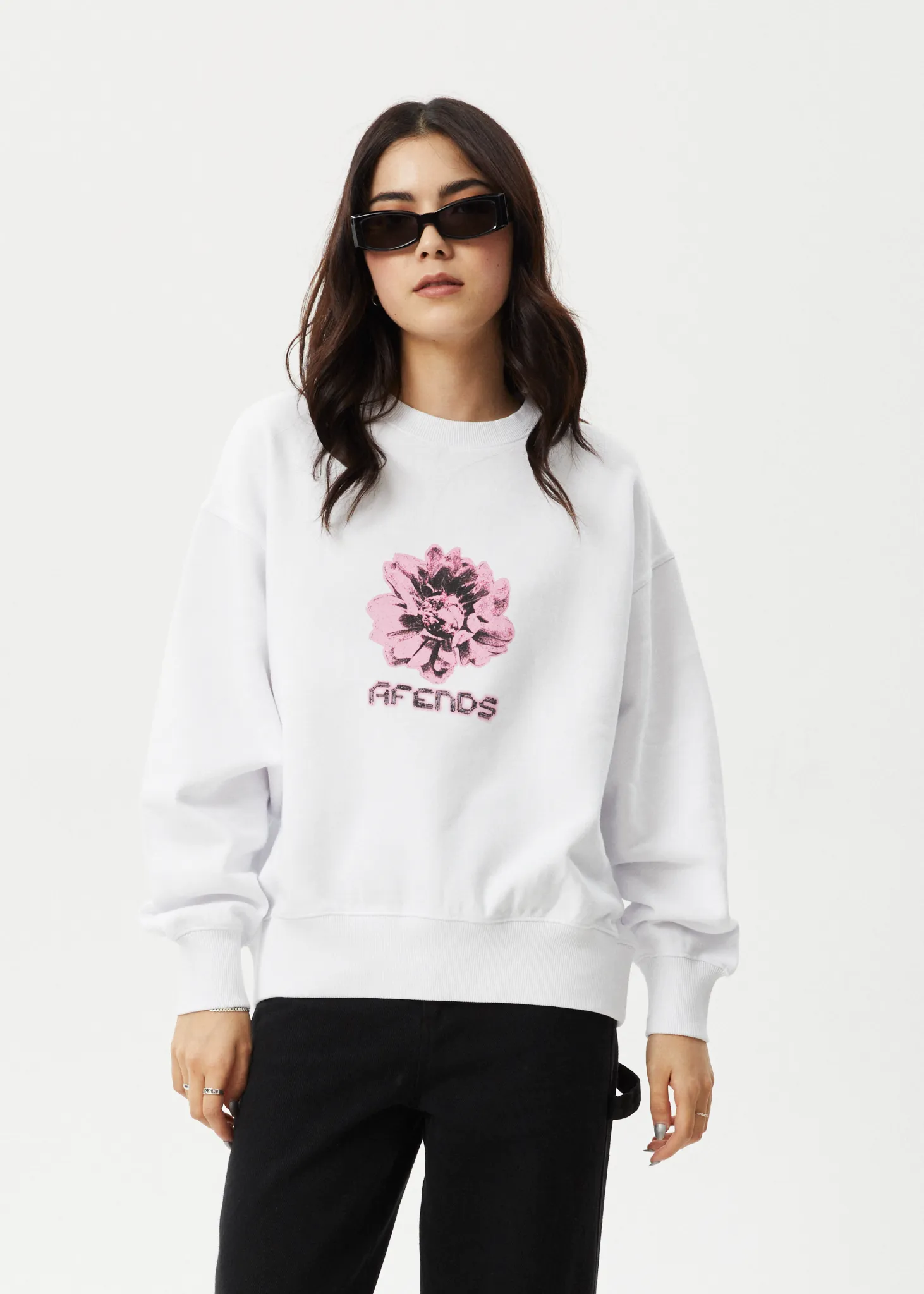 AFENDS Womens Bloom - Crew Neck - White