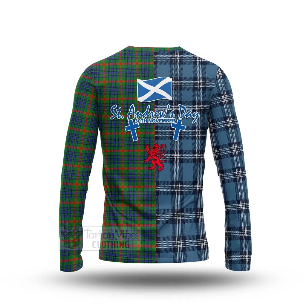 Aiton Tartan Long Sleeve T-Shirt Happy St. Andrew's Day Half Tartan Style