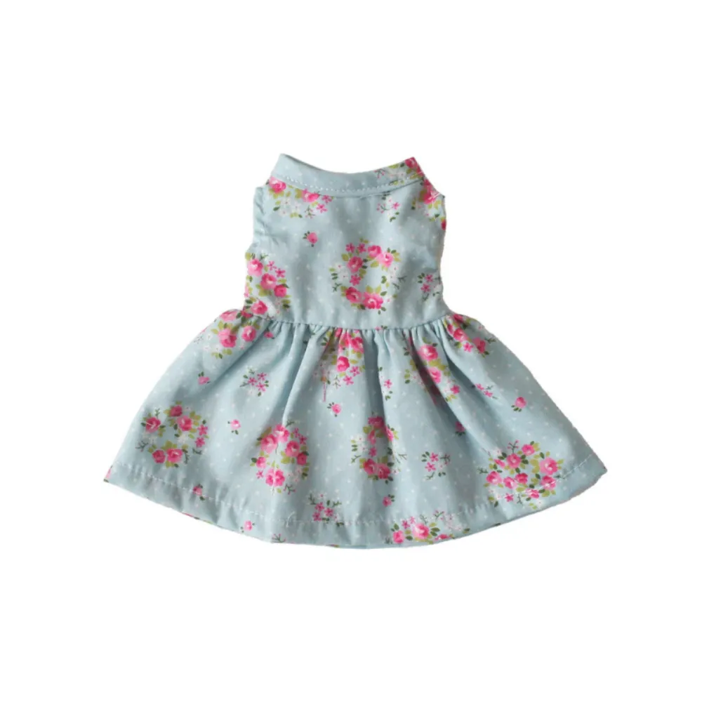 Alimrose Doll Dress Blue Rose Floral -  SMALL