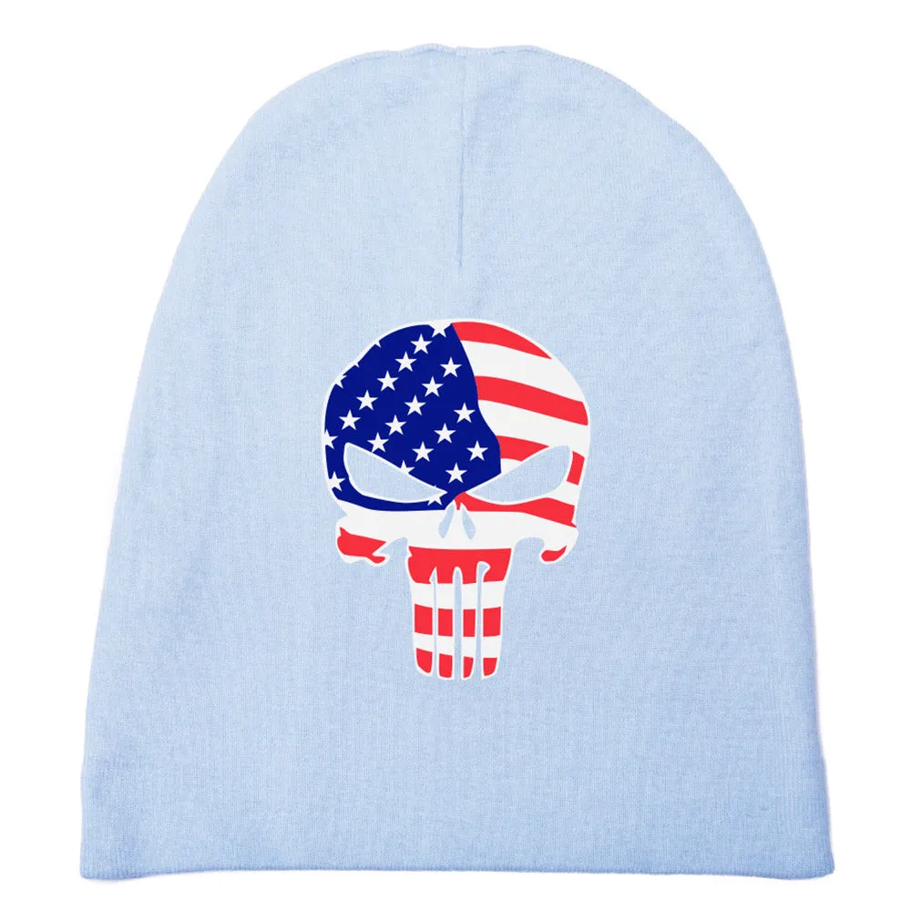 American Flag Punisher Skull Infant Baby 100% Cotton Knit Beanie Hat