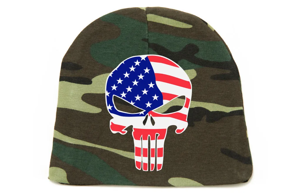 American Flag Punisher Skull Infant Baby 100% Cotton Knit Beanie Hat