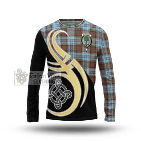 Anderson Ancient Tartan Long Sleeve T-Shirt with Family Crest and Celtic Symbol Style