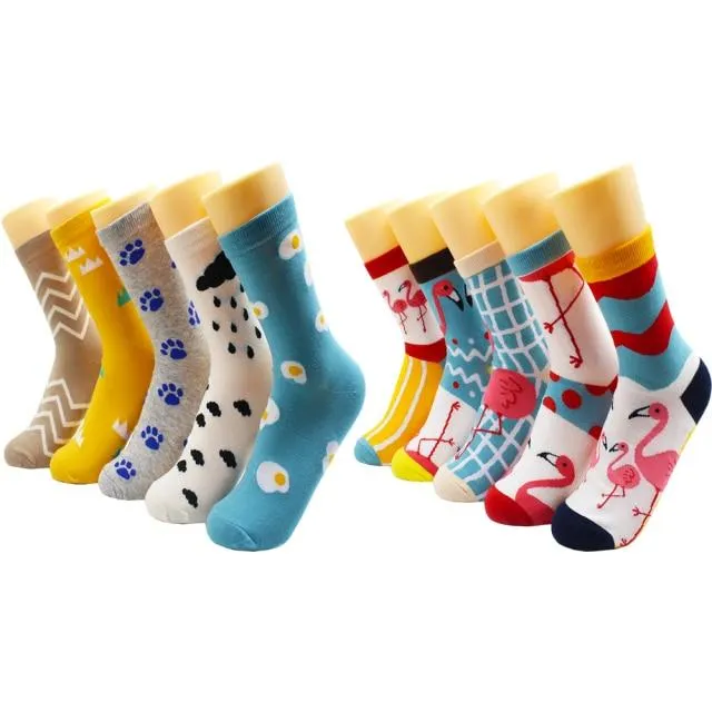 Animal Print Women Socks Cute Cartoon Cat Dog Duck Girl Socks