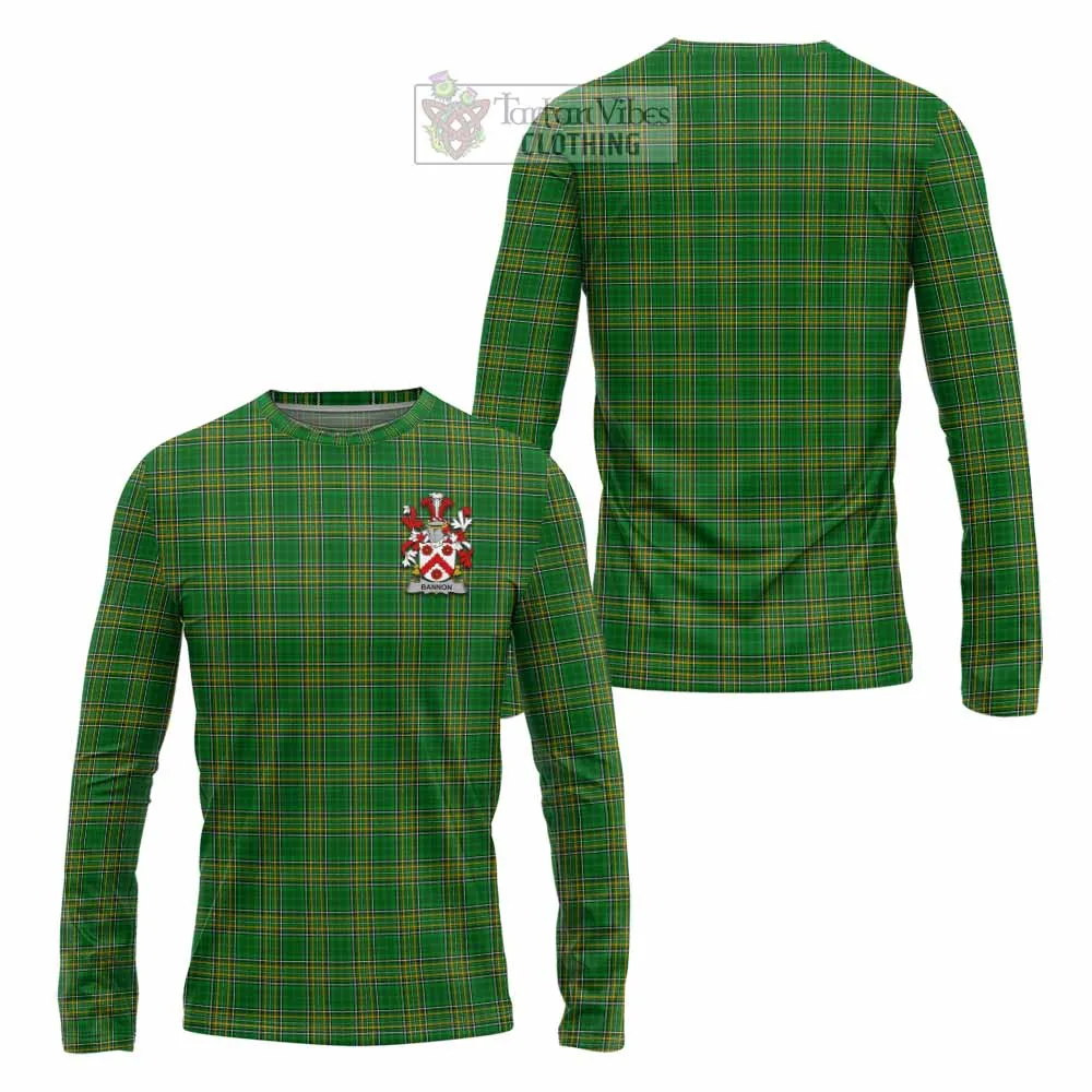 Bannon Irish Clan Tartan Long Sleeve T-Shirt with Coat of Arms