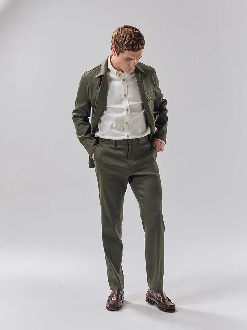 Batch 05 - Mens Bottle Green Linen Trouser