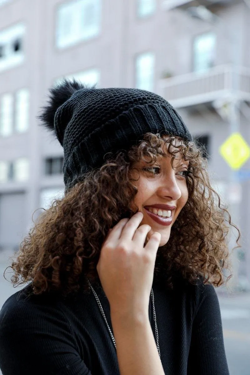 Beanie with Faux Sherpa Lining