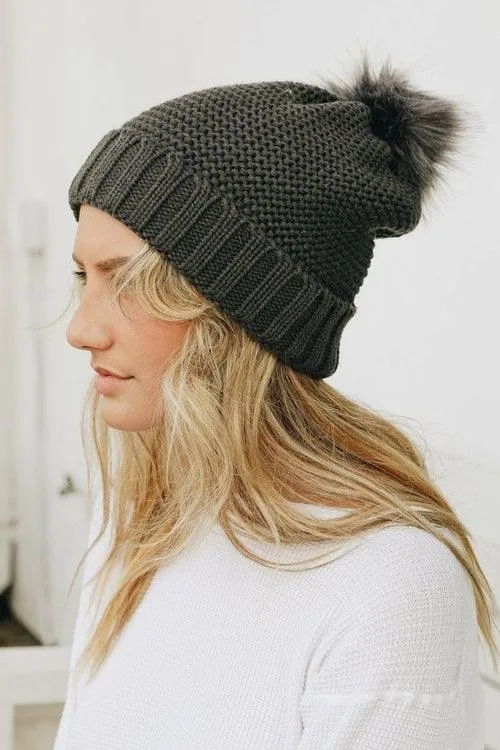 Beanie with Faux Sherpa Lining