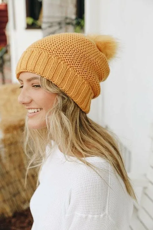 Beanie with Faux Sherpa Lining