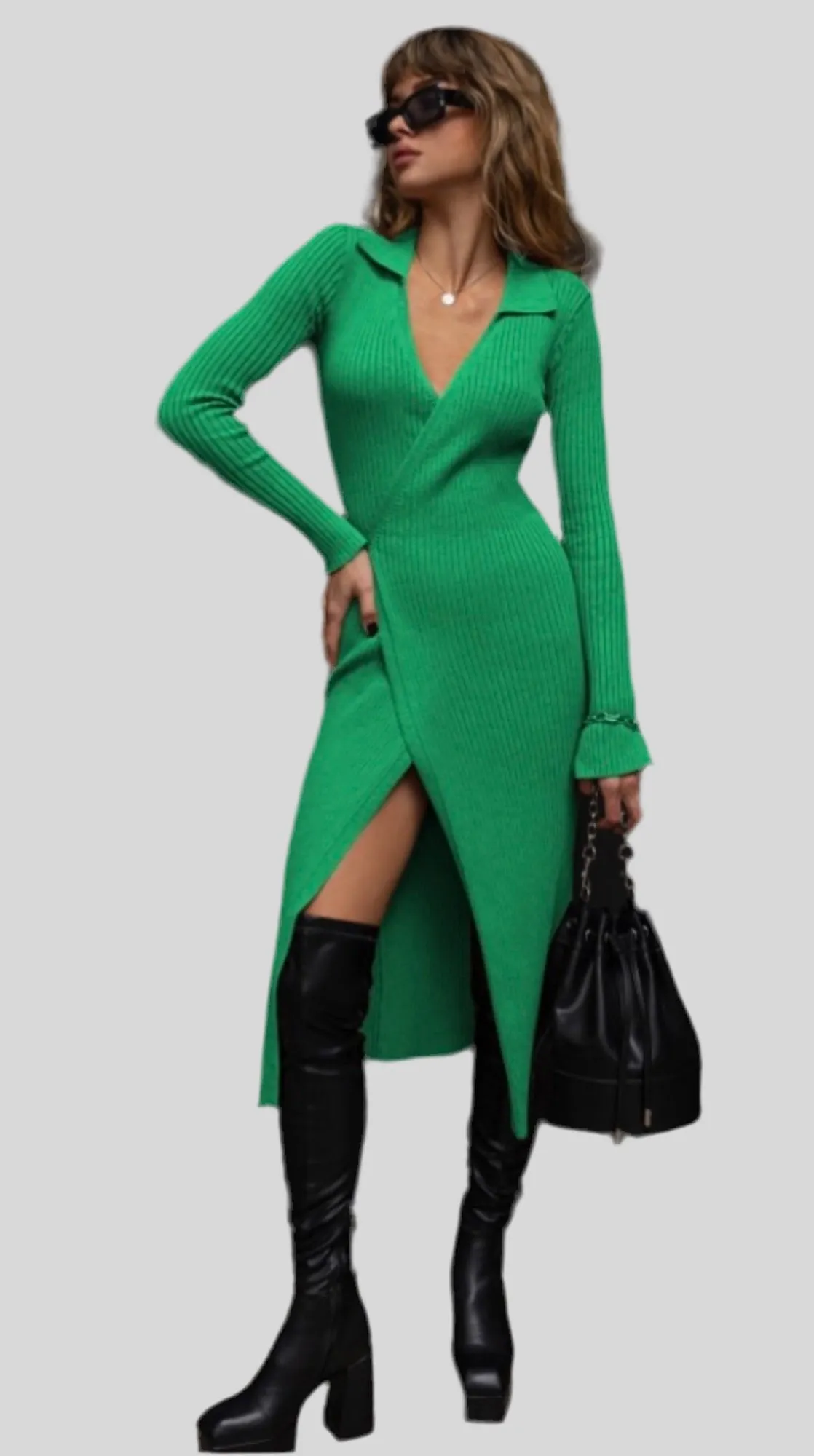 Bey Knit Wrap Dress