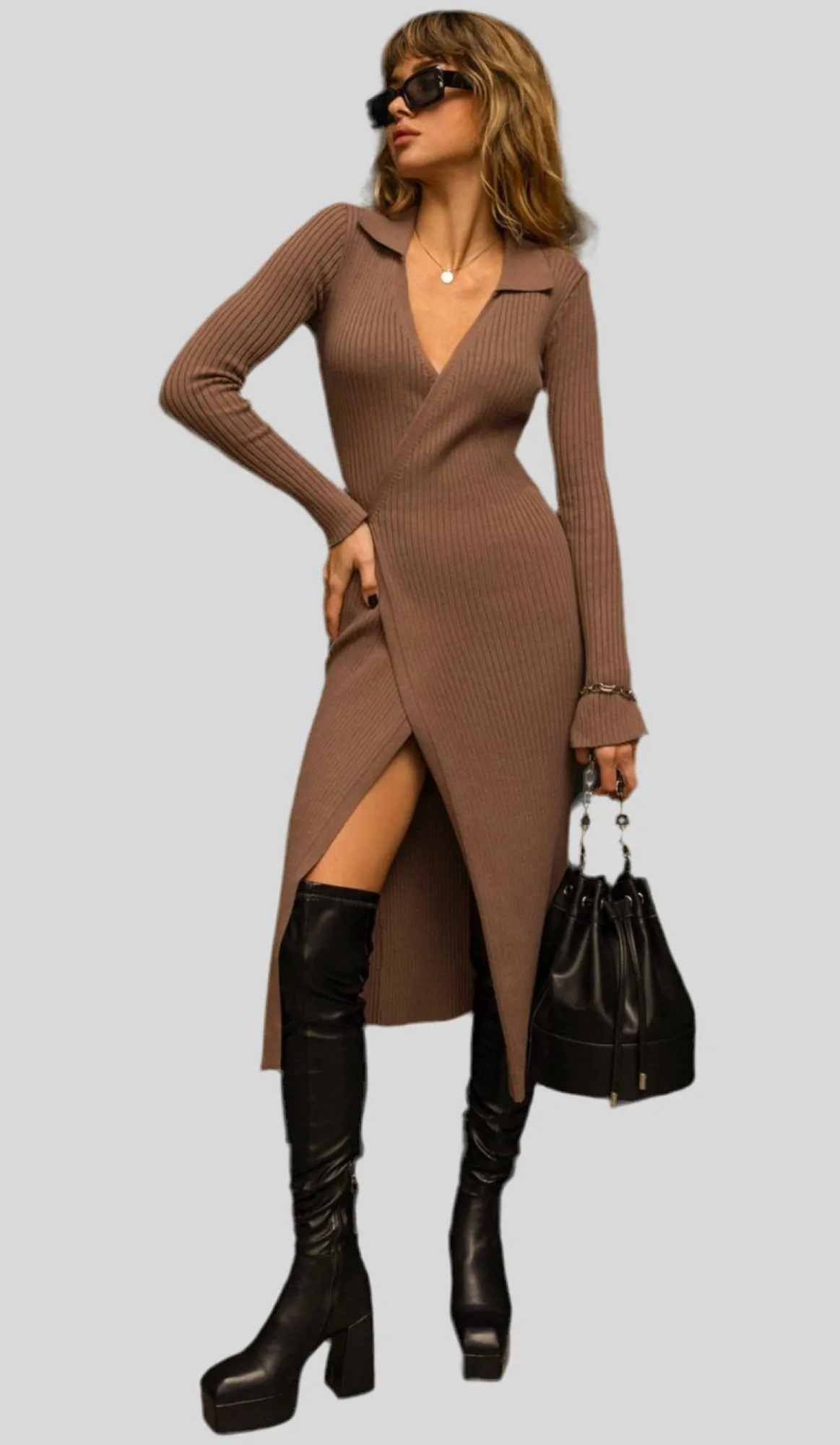 Bey Knit Wrap Dress