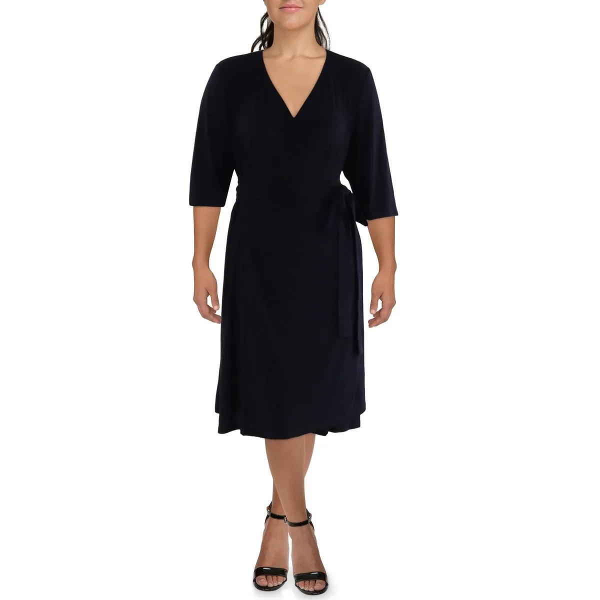 BHFO Womens Plus Wrap Evening Wear Wrap Dress