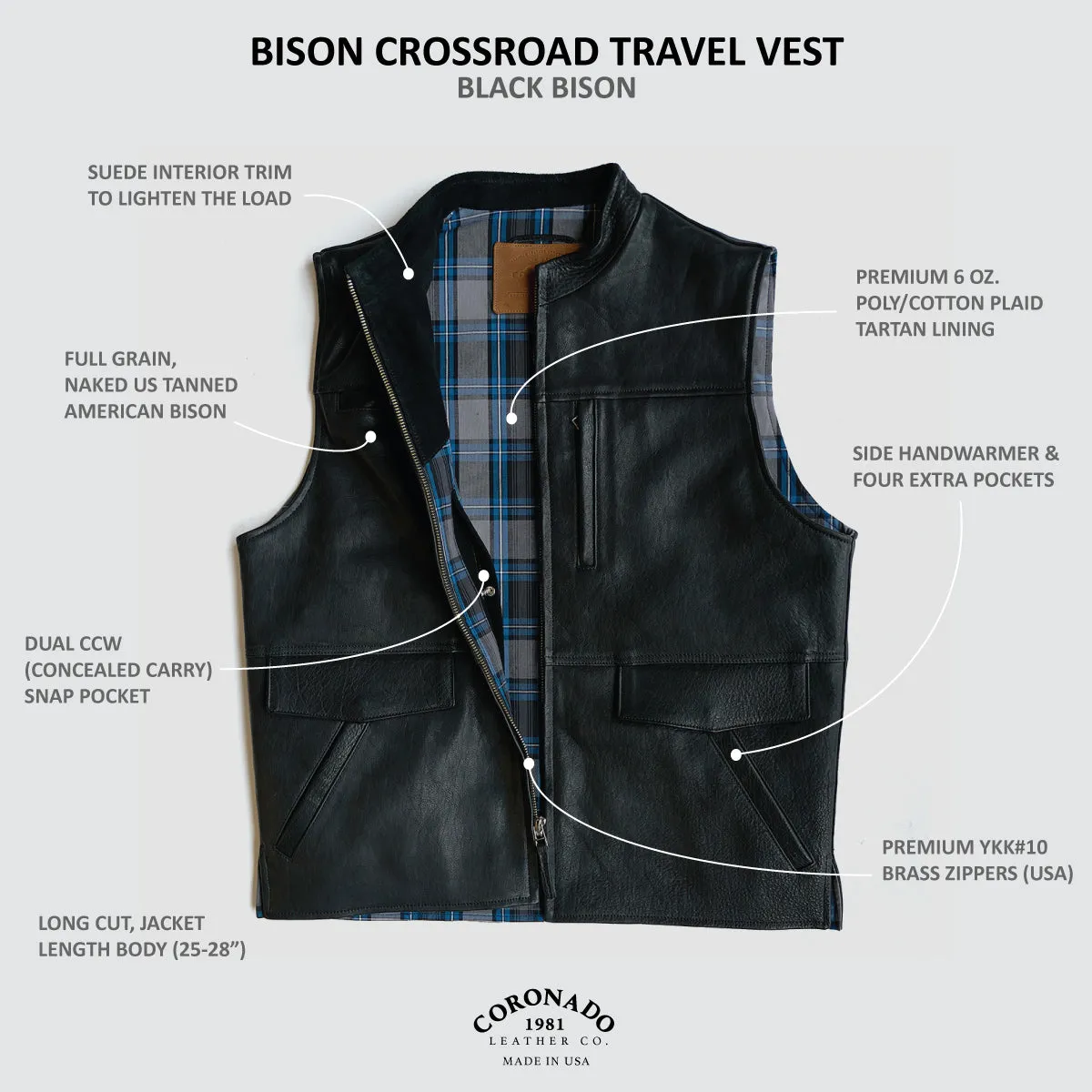 Bison Kodiak Travel Vest No.209 | Black