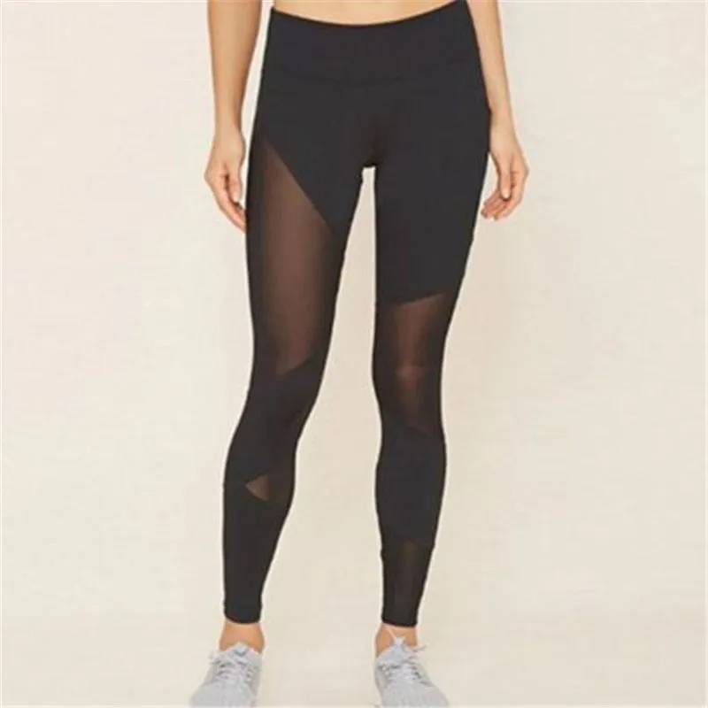 Black High Waist Mesh Seamless Bodycon Leggings Pants