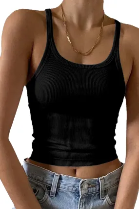 black ribbed cropped tank