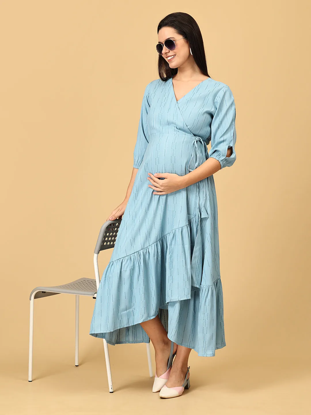 Blue Belle Maternity Wrap Dress