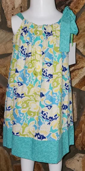 Blue Floral Damask Size 4 Dress