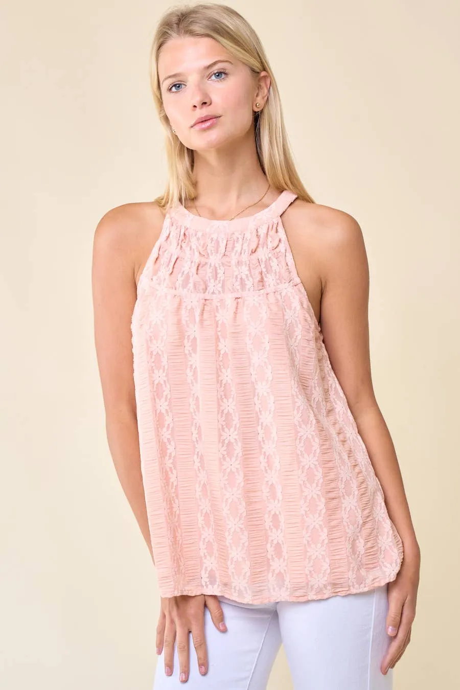 Blush Yoke Lace Tank