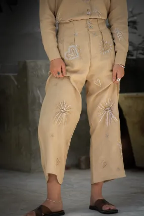 Bombay Galaxy Embroidered Linen Pants