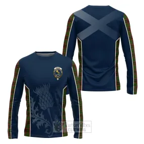 Buchan Tartan Long Sleeve T-Shirt with Family Crest and Scottish Thistle Vibes Sport Style