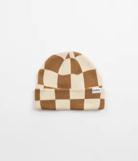 Butter Goods Checkered Beanie - Cream / Brown