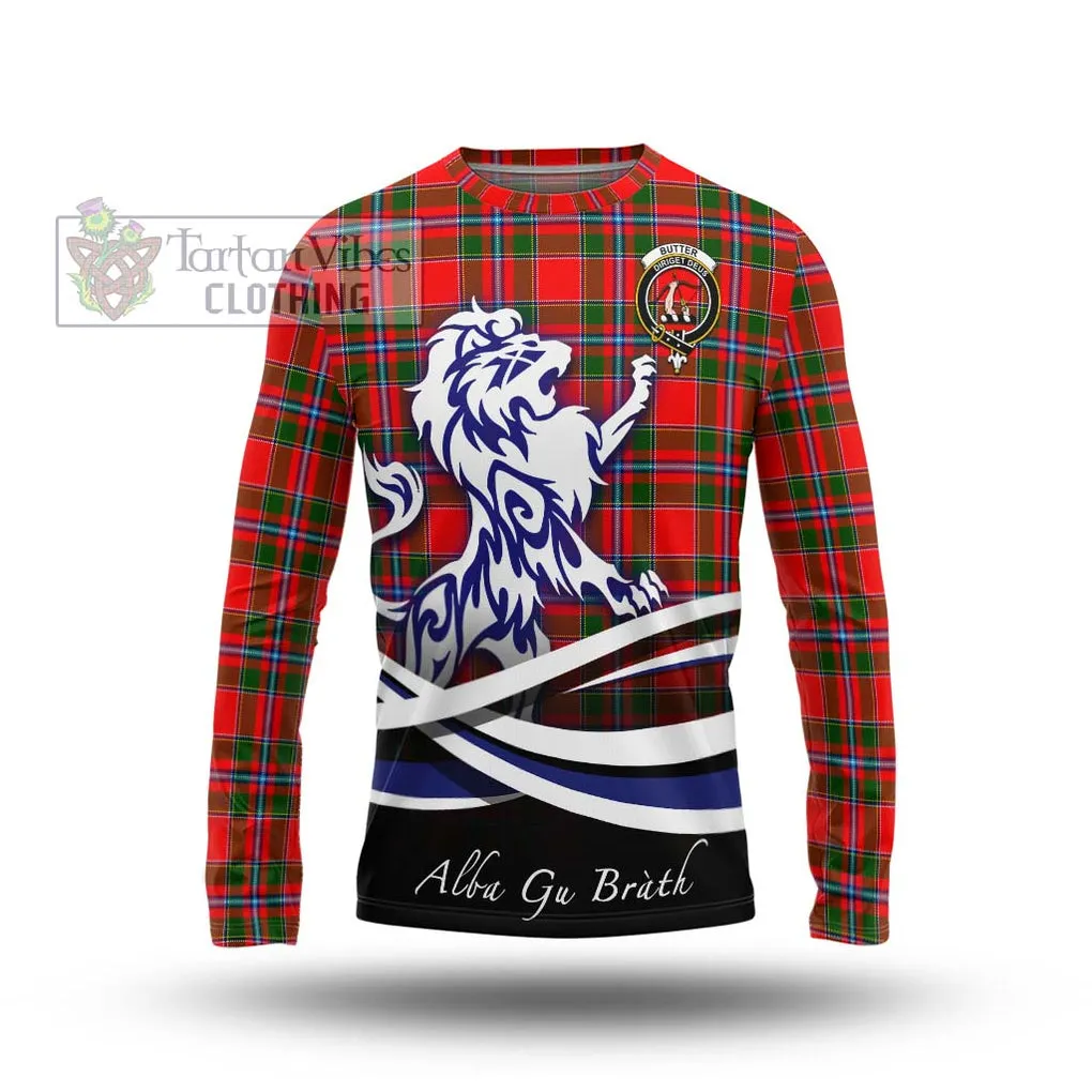 Butter Tartan Long Sleeve T-Shirt with Alba Gu Brath Regal Lion Emblem