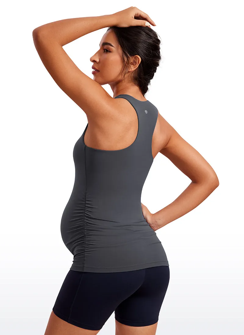 Butterluxe Racerback Maternity Built in Bra Tank Ruched Sides