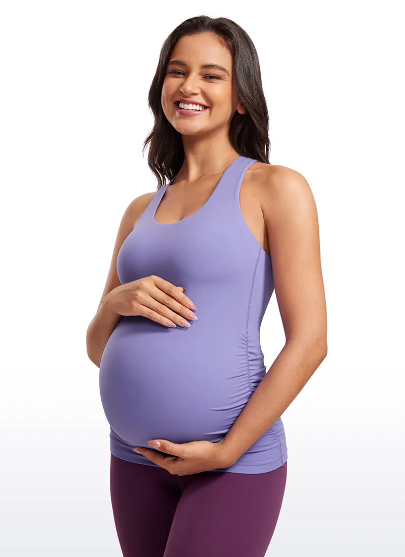 Butterluxe Racerback Maternity Built in Bra Tank Ruched Sides