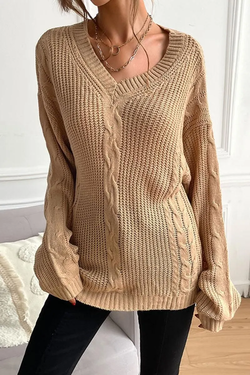 CABLE KNIT LOOSE FIT CASUAL SWEATER