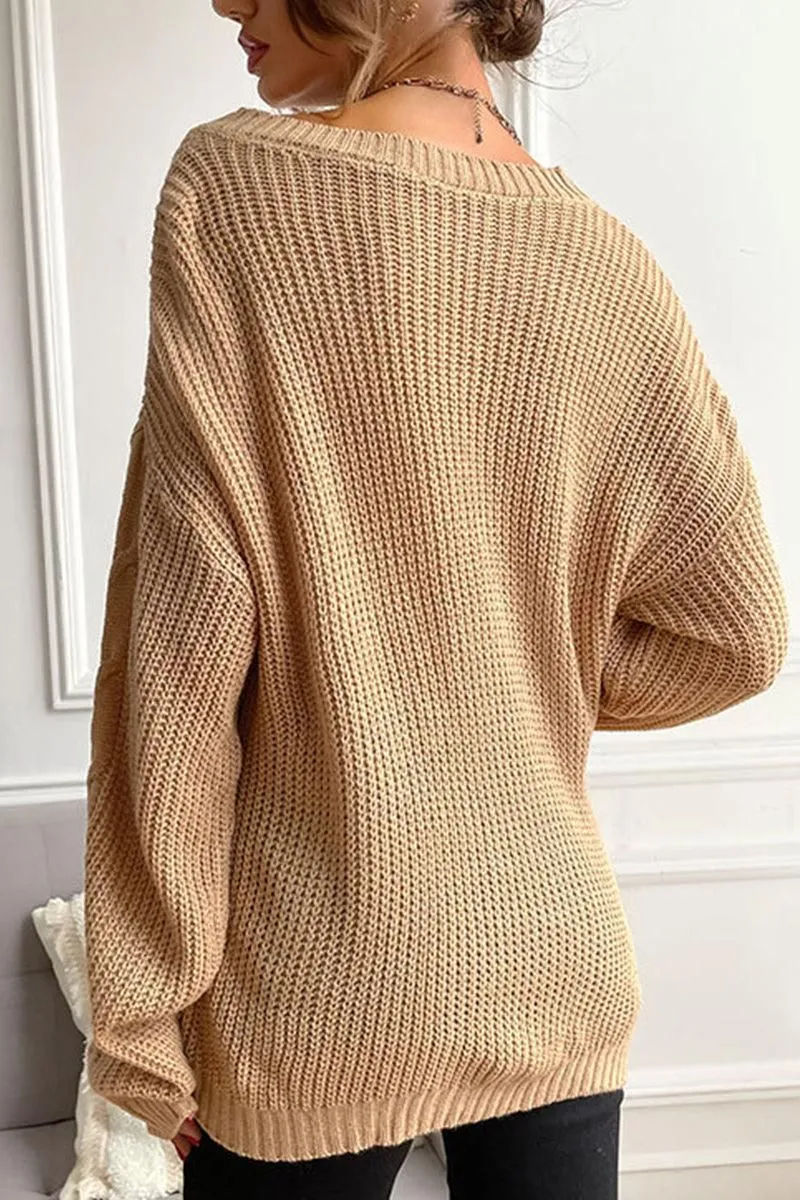 CABLE KNIT LOOSE FIT CASUAL SWEATER