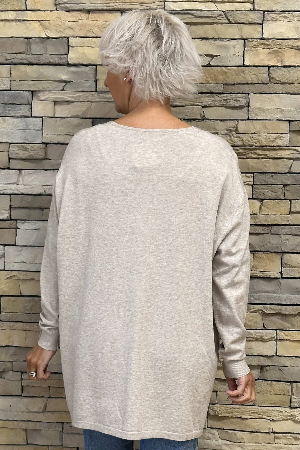 Cassandra V-Neck Jumper Stone