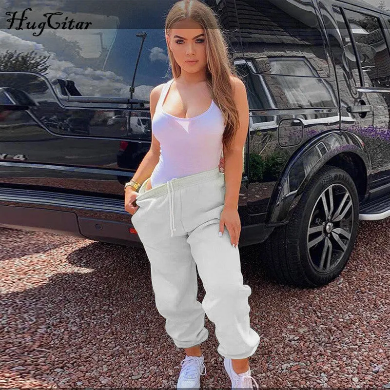 Cool High Waist Plain Elastic Ankle Pants