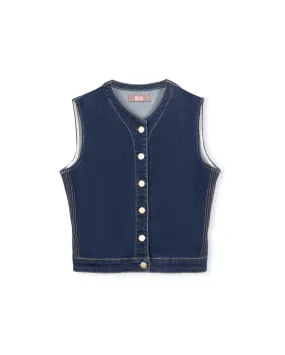 Denim Button Down Vest