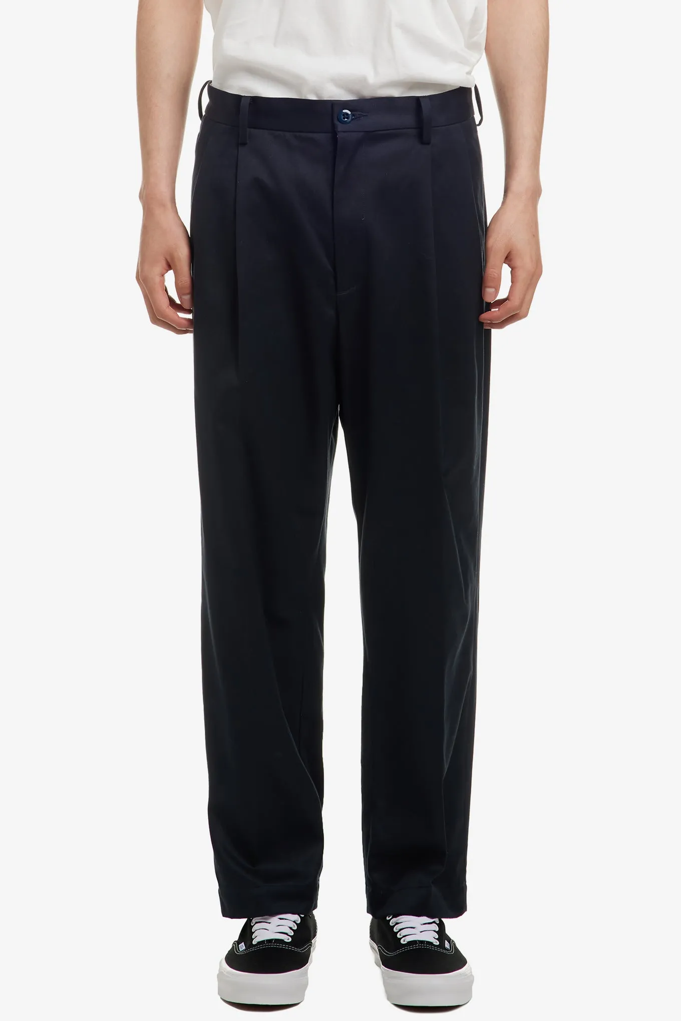 DOUBLE PLEATED CHINO TROUSERS