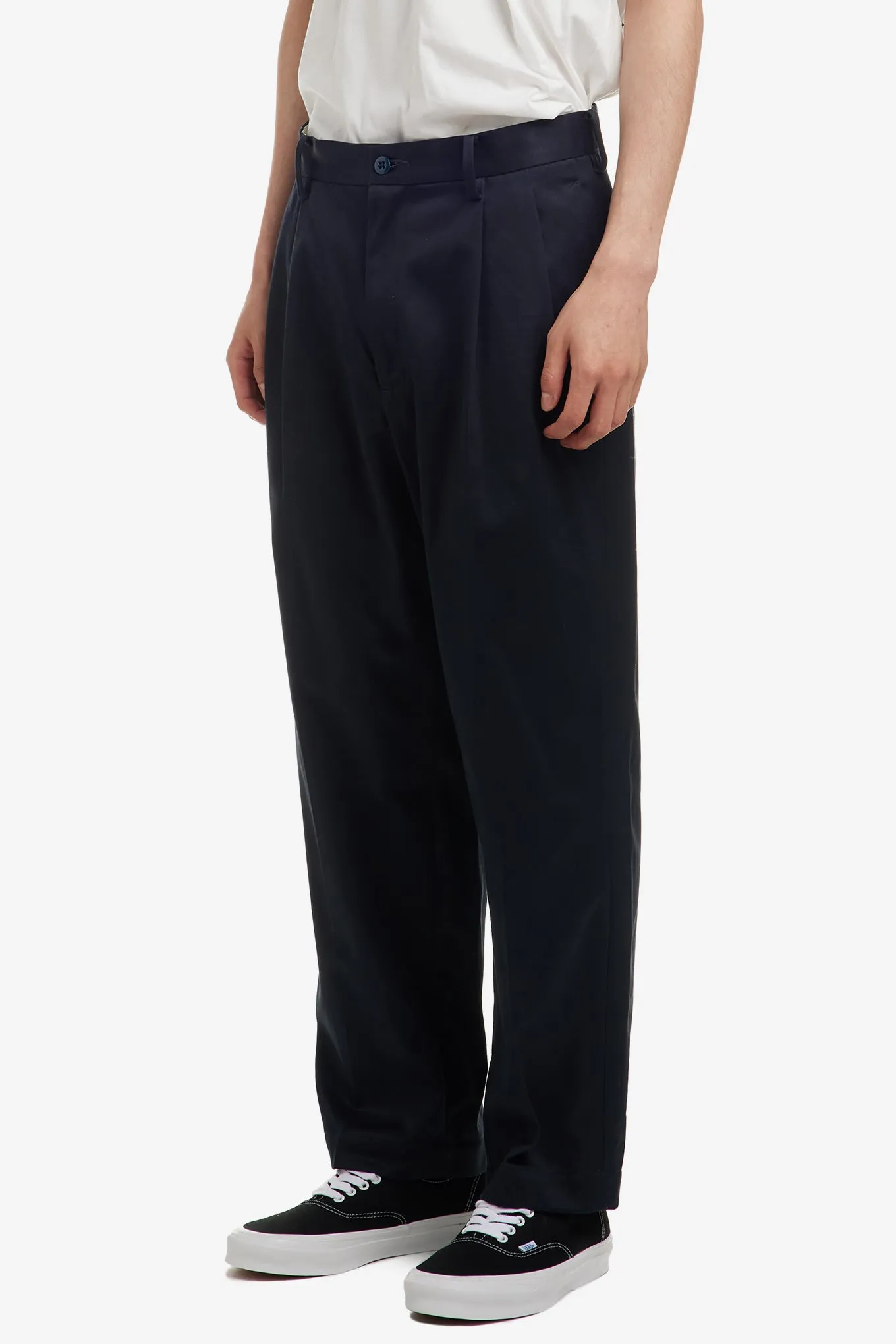 DOUBLE PLEATED CHINO TROUSERS