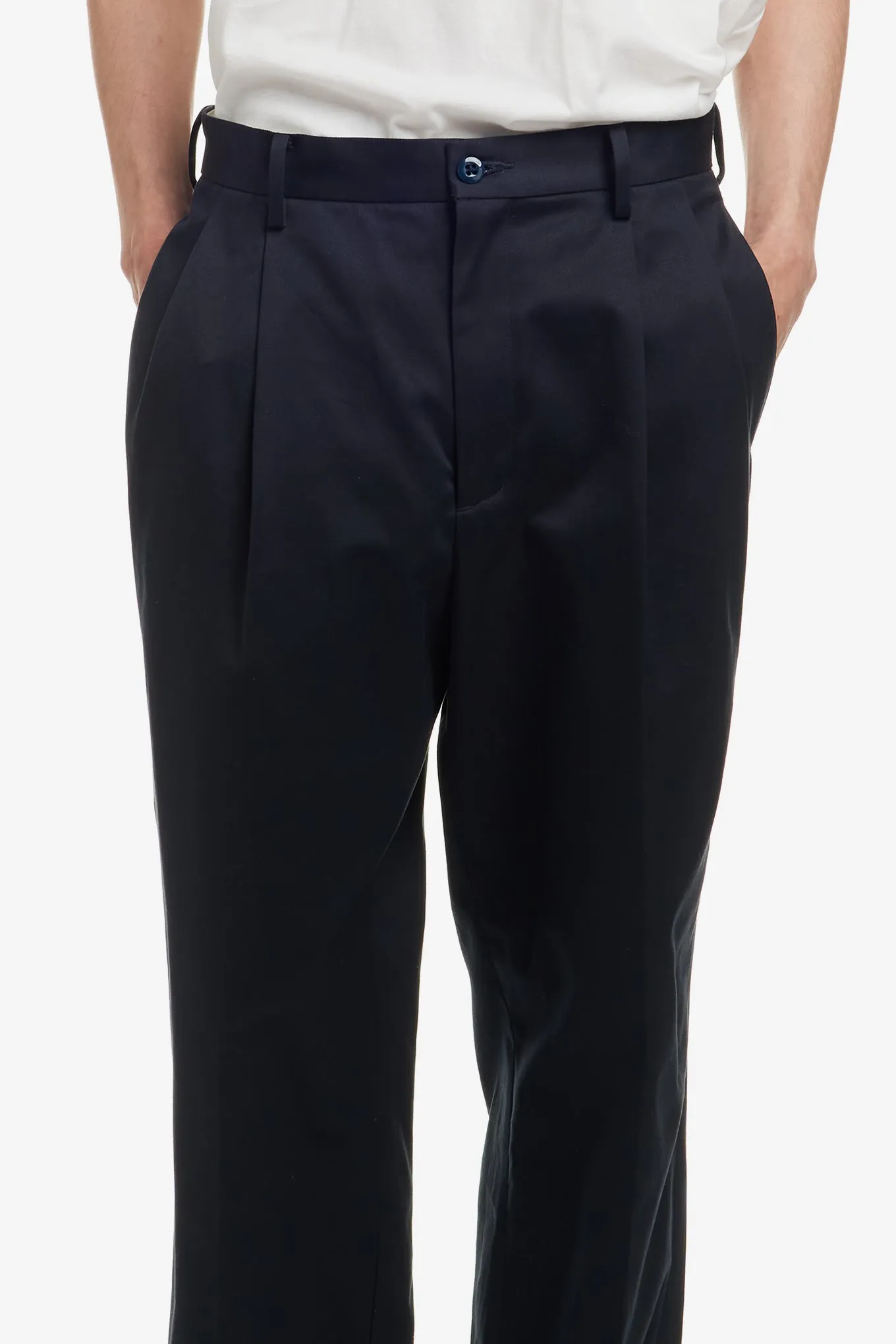 DOUBLE PLEATED CHINO TROUSERS