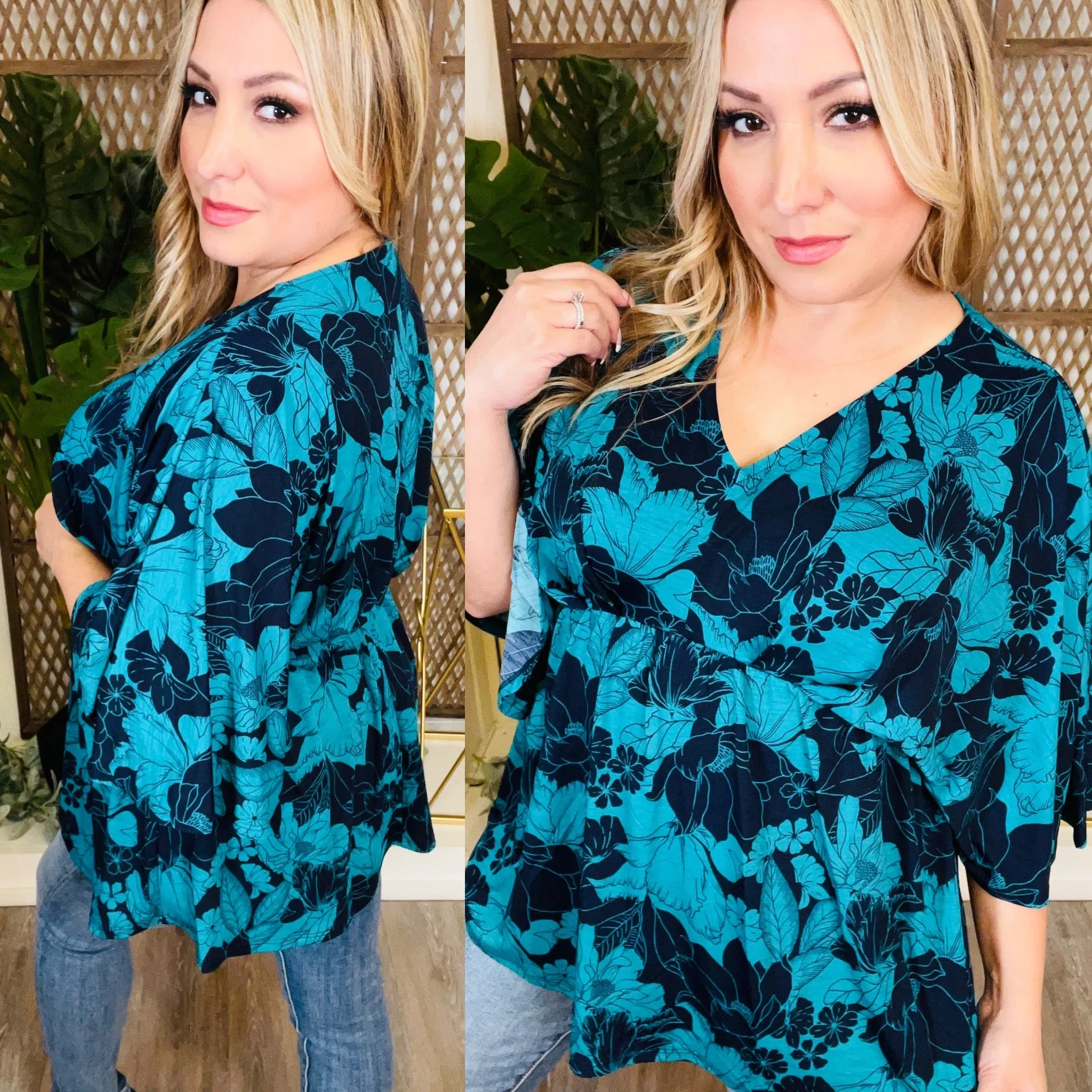 Dreamer Teal/Navy Floral Top