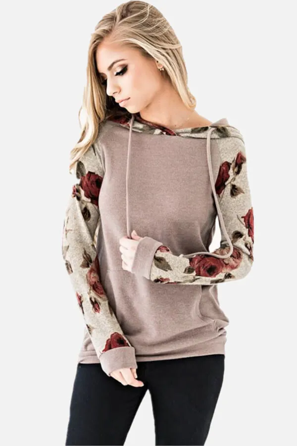 Dunnmall Fashion Patchwork Regular Print Hoodie