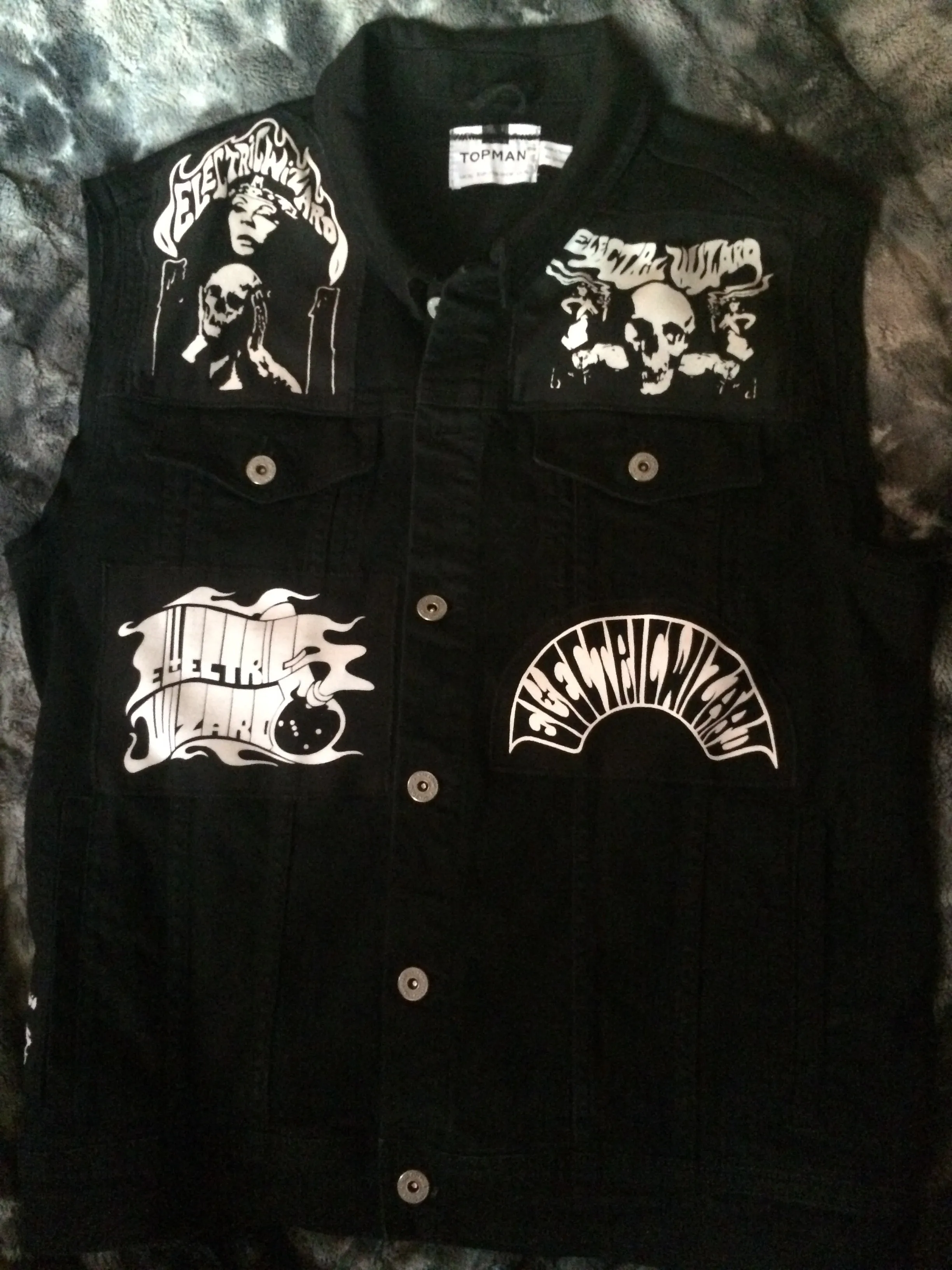 Electric Wizard Black Mass Black Denim Doom Metal Vest Cut-Off Battle Jacket Satanic Priestess