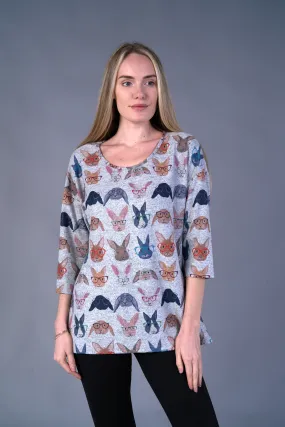 Fleece Scoop Neck Bunny Top #603