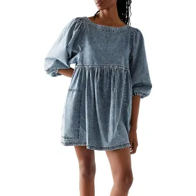 Free People Womens Mini Puff Sleeve Babydoll Dress