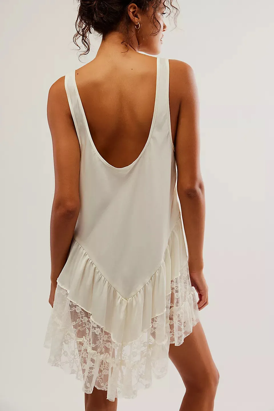 Free People Young And In Love Mini Slip Dress in Tofu