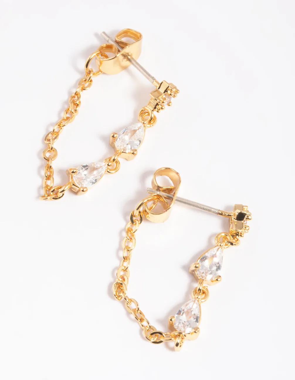 Gold Plated Cubic Zirconia Jacket Earrings