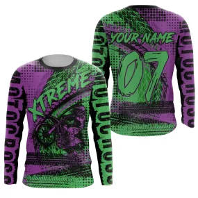 Green Adult Kid Youth Personalized Mx Jersey Motocross Shirt Upf30  Dirt Bike Xtreme Motorcycle