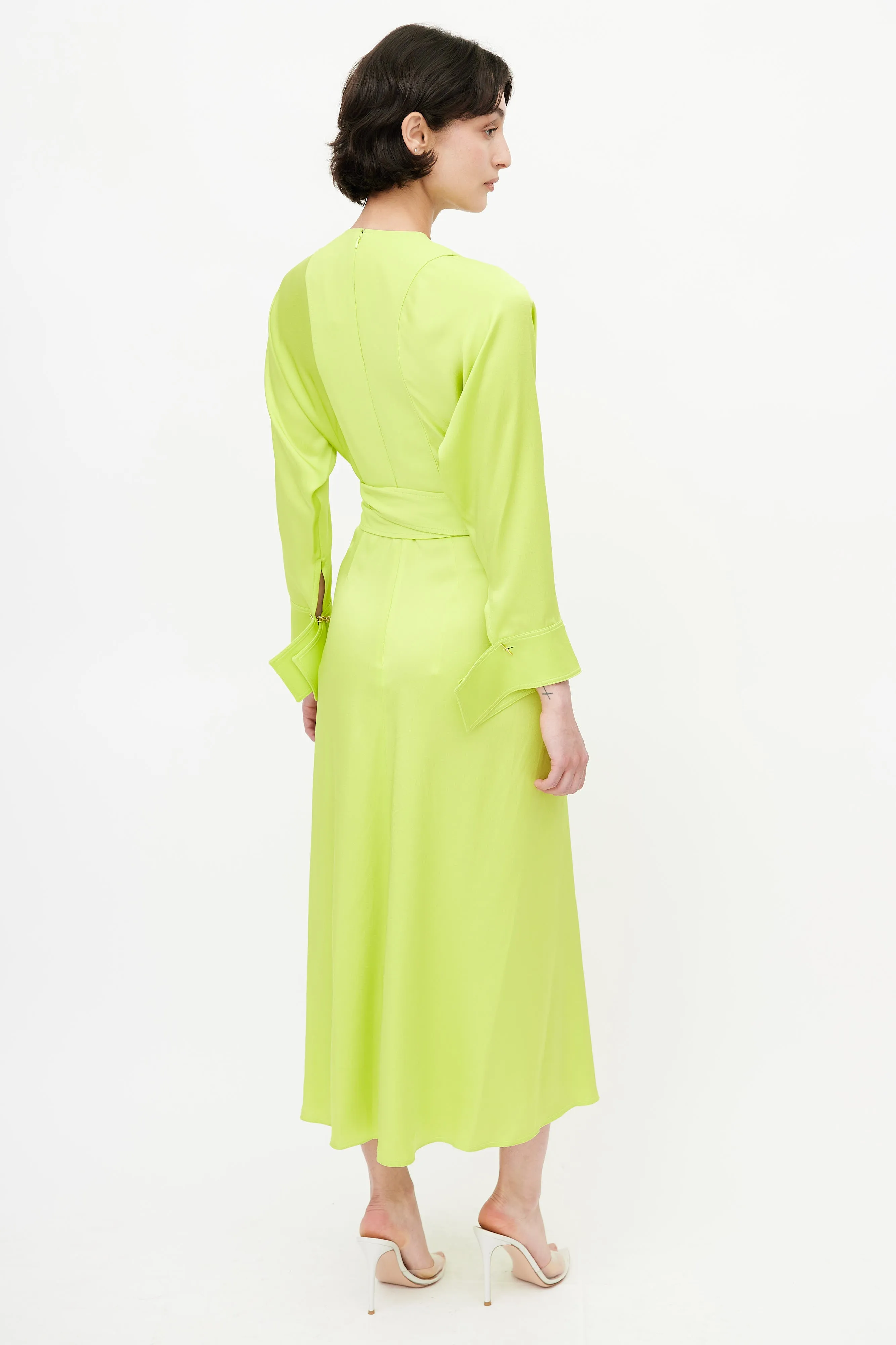 Green Belted Wrap Dress