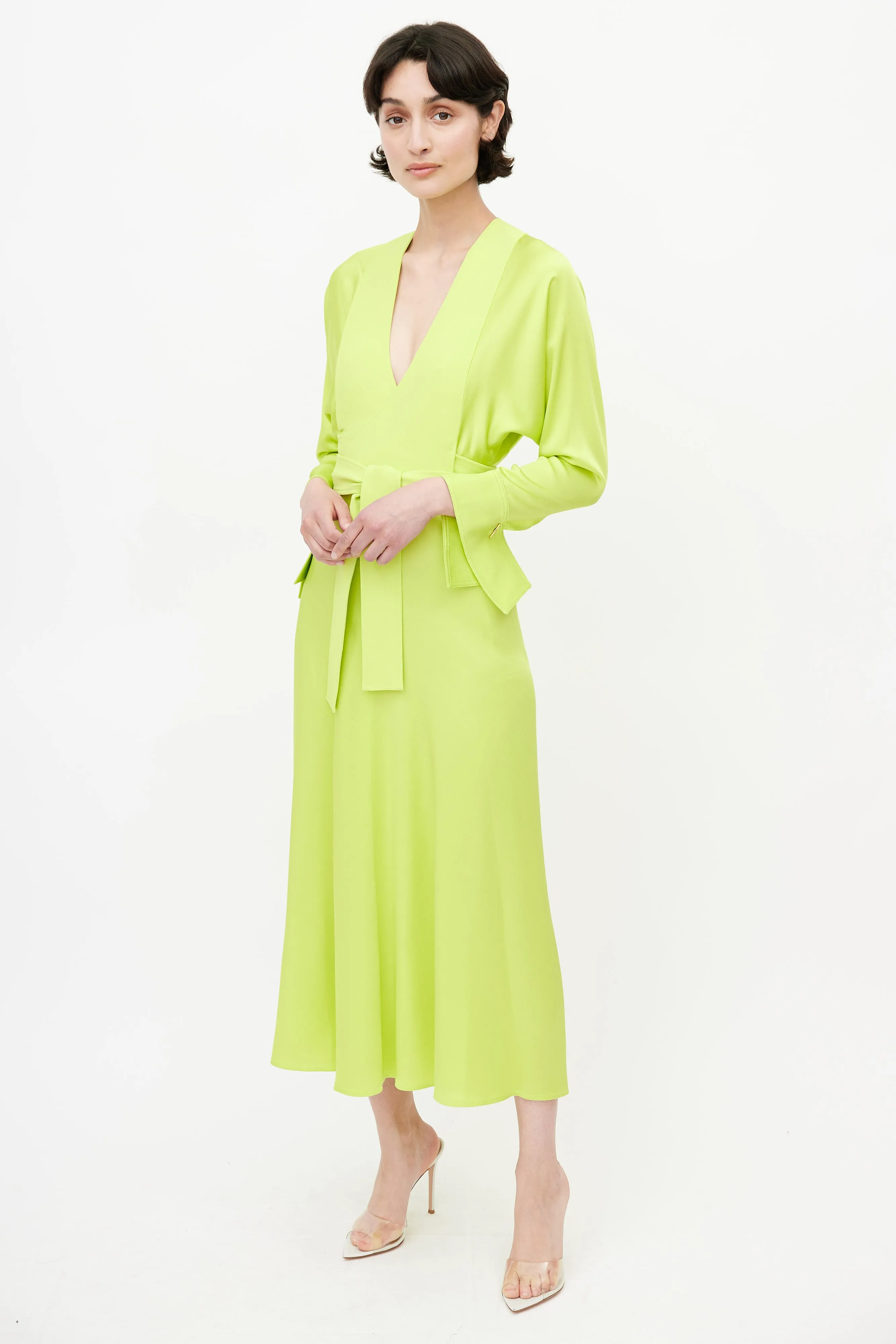 Green Belted Wrap Dress