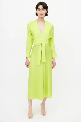 Green Belted Wrap Dress