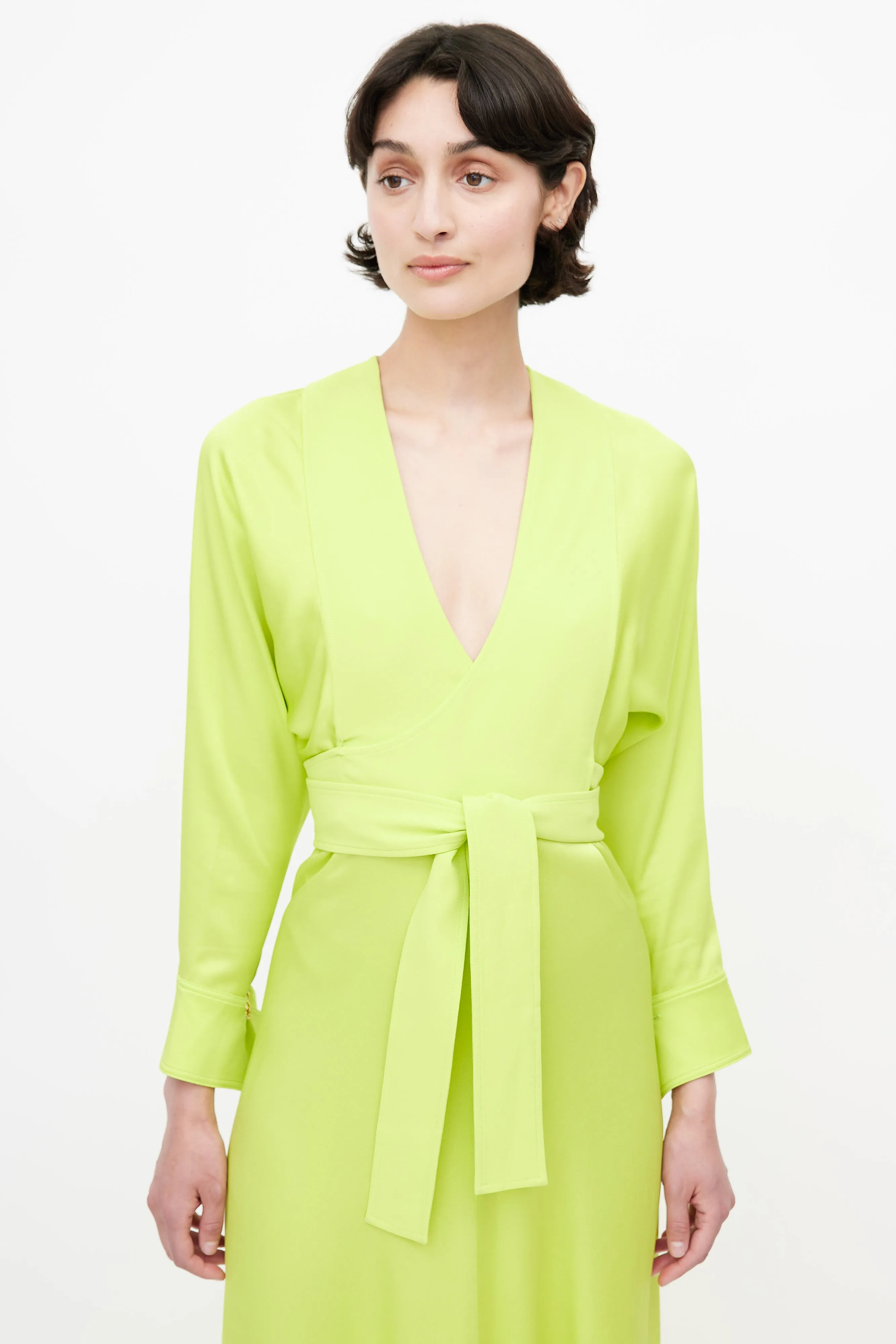 Green Belted Wrap Dress