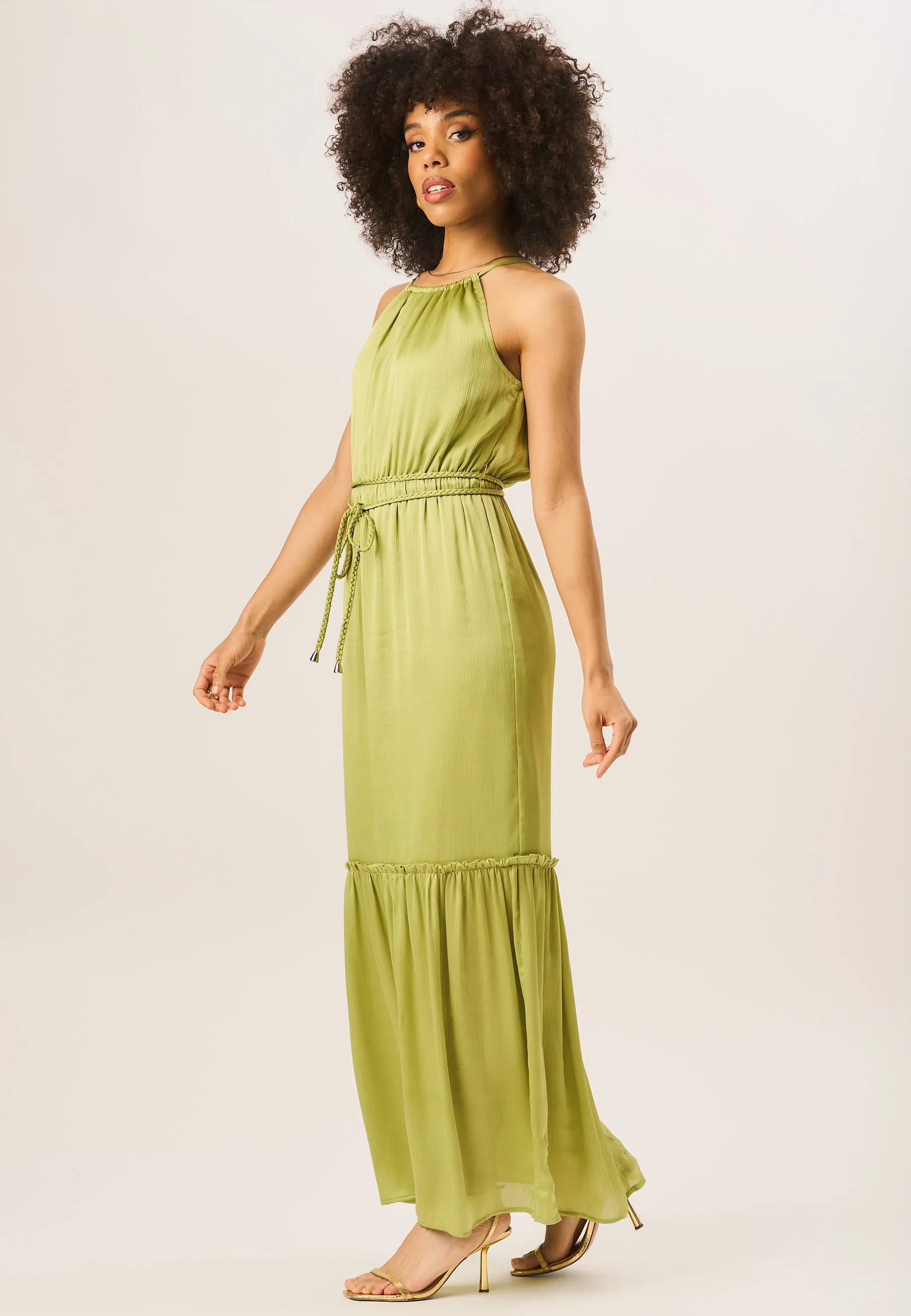 Green Halter Neck Maxi Dress